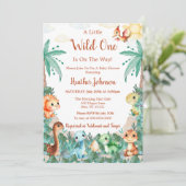 Waterverf Schattige Dinosaur Boy Baby shower Kaart (Staand voorkant)