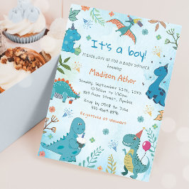 Waterverf Schattige Dinosaur Boy Baby shower Kaart
