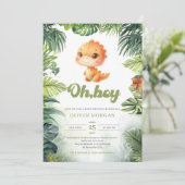 Waterverf schattige dinosaurus Oh boy tropisch gro Kaart (Staand voorkant)