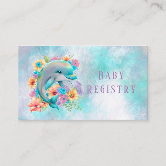 Waterverf Schattige Dolfijnen- en Floral-Baby Informatiekaartje (Voorkant)