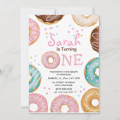 waterverf schattige donuts 1e verjaardag kaart (Voorkant)