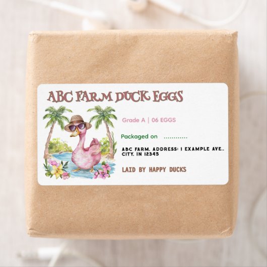 Waterverf Schattige Eend Ei Karton Label (Insitu)
