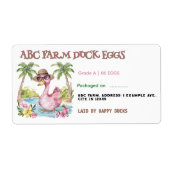 Waterverf Schattige Eend Ei Karton Label (Voorkant)