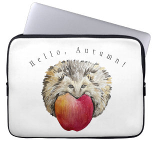 Waterverf schattige egel en appel laptop sleeve