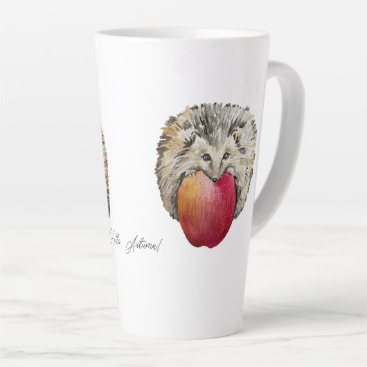 Waterverf schattige egel en appel latte mok (Rechterhoek)