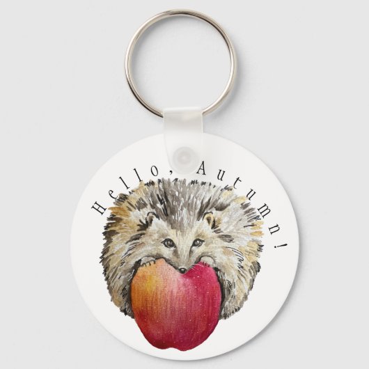 Waterverf schattige egel en appel sleutelhanger (Voorkant)