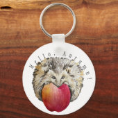 Waterverf schattige egel en appel sleutelhanger (Voorkant)