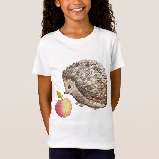 Waterverf schattige egel en appel t-shirt (Voorkant)