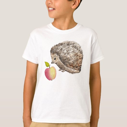 Waterverf schattige egel en appel t-shirt (Voorkant)