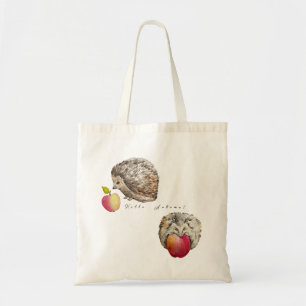 Waterverf schattige egel en appel tote bag