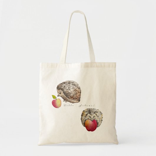 Waterverf schattige egel en appel tote bag (Voorkant)