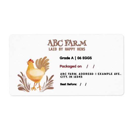 Waterverf Schattige eierdoosje Etiket (Voorkant)