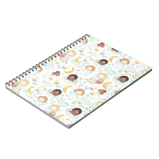 Waterverf schattige Engelsen en sterren Notitieboek (Linkerzijde)