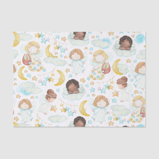 Waterverf schattige Engelsen en sterren Tissuepapier (Voorkant)