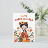 Waterverf Schattige Frida Kahlo Happy Cinco de May Briefkaart (Staand voorkant)