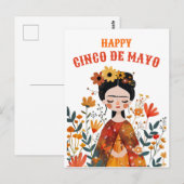 Waterverf Schattige Frida Kahlo Happy Cinco de May Briefkaart (Voorkant / Achterkant)