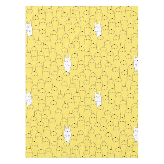 Waterverf Schattige Geel Chick & Bunny Pattern Tafelkleed (Voorkant)