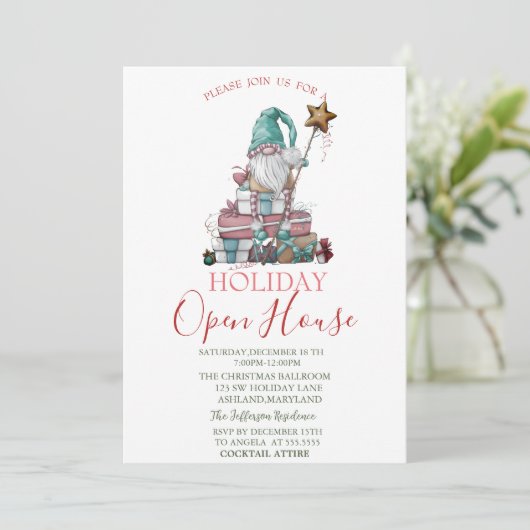 Waterverf Schattige Gnome Cadeaus Open Huis Kaart (Staand voorkant)