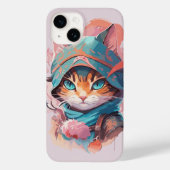 Waterverf Schattige Hooded Ninja Cat Case-Mate iPhone Case (Achterkant)