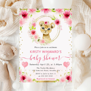 Waterverf Schattige Jungle Leeuw Baby Shower Kaart