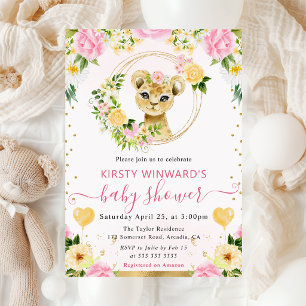 Waterverf Schattige Jungle Leeuw Baby Shower Kaart