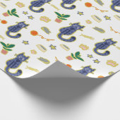 Waterverf Schattige kattenpatroon Cadeaupapier (Hoek)