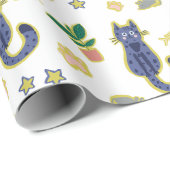 Waterverf Schattige kattenpatroon Cadeaupapier (Rol Hoek)