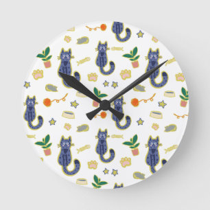 Waterverf Schattige kattenpatroon Ronde Klok