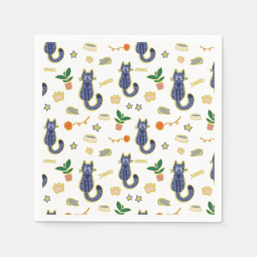 Waterverf Schattige kattenpatroon Servet (Voorkant)