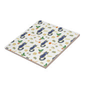 Waterverf Schattige kattenpatroon Tegeltje (Zijkant)