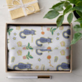 Waterverf Schattige kattenpatroon Tissuepapier (Geschenk)