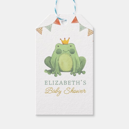 Waterverf Schattige kikkerBaby shower Cadeaulabel (Voorkant)