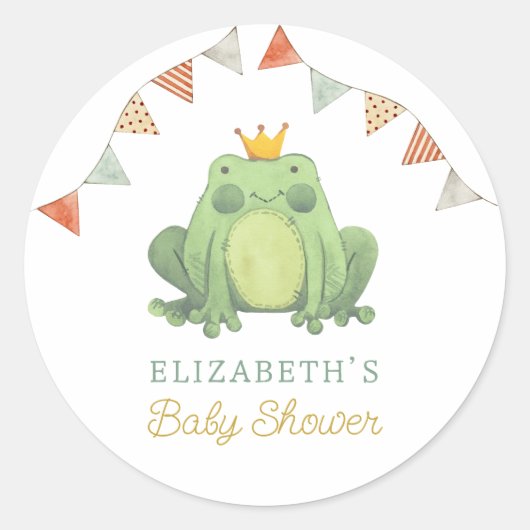 Waterverf Schattige kikkerBaby shower Ronde Sticker (Voorkant)