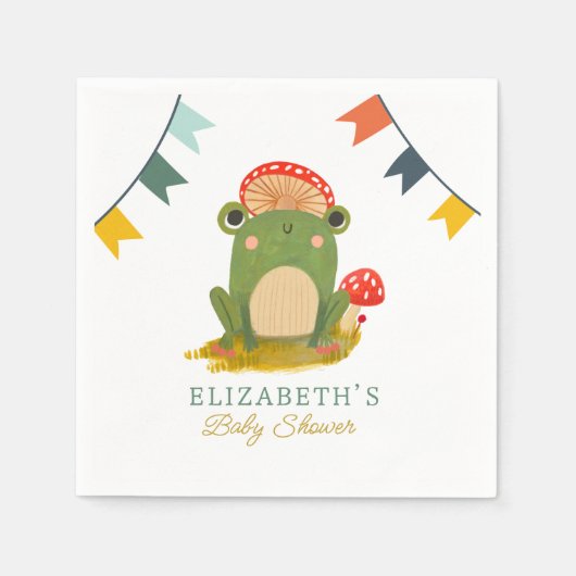 Waterverf Schattige kikkerBaby shower Servet (Voorkant)