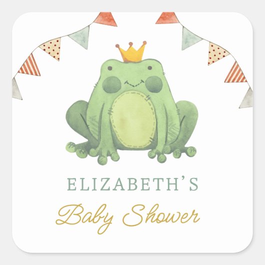 Waterverf Schattige kikkerBaby shower Vierkante Sticker (Voorkant)