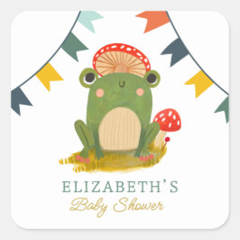 Waterverf Schattige kikkerBaby shower Vierkante Sticker