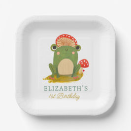 Waterverf Schattige Kikkerverjaardag Papieren Bordje