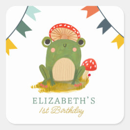 Waterverf Schattige Kikkerverjaardag Vierkante Sticker