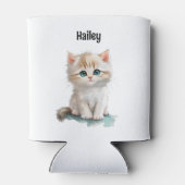 Waterverf Schattige kitten met blauwe ogen Blikjeskoeler (Achterkant)