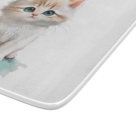 Waterverf Schattige kitten met blauwe ogen Snijplank (Hoek)