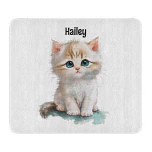 Waterverf Schattige kitten met blauwe ogen Snijplank