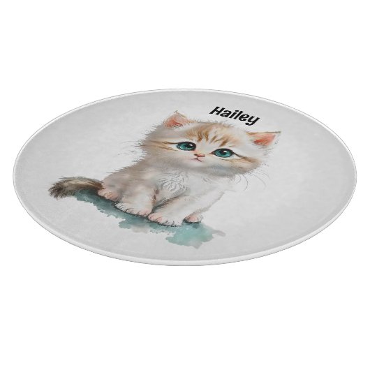 Waterverf Schattige kitten met blauwe ogen Snijplank (Hoek)