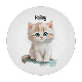 Waterverf Schattige kitten met blauwe ogen Snijplank (Voorkant)