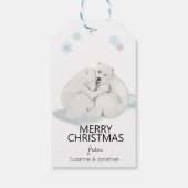 Waterverf Schattige Kleine Polar Beer Cubs Kerst Cadeaulabel (Achterkant)