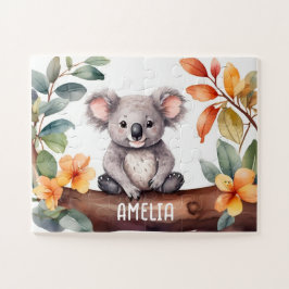 Waterverf Schattige Koala gepersonaliseerd Legpuzzel