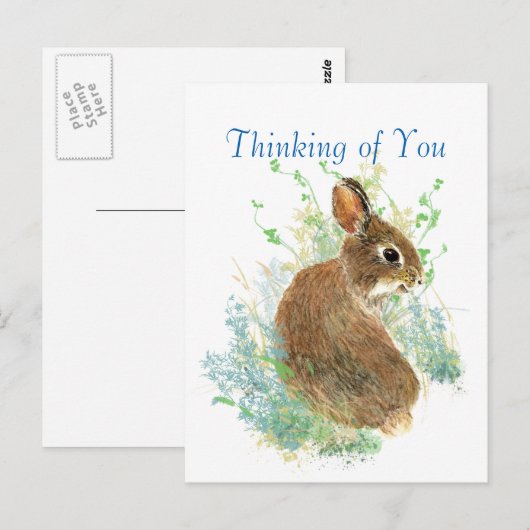 Waterverf Schattige konijn denkt aan jou Briefkaart (Voorkant / Achterkant)