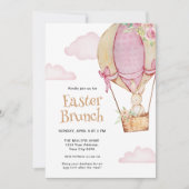 Waterverf Schattige konijn met ballon paasbrunch Kaart (Voorkant)