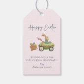 Waterverf Schattige konijn, roze Happy Easter Cadeaulabel (Voorkant)