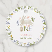 Waterverf Schattige Konijnenmeisje 1e Verjaardag Bedankjes Labels (Voorkant)