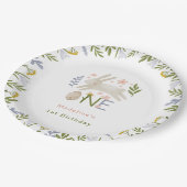 Waterverf Schattige Konijnenmeisje 1e Verjaardag Papieren Bordje (Gekanteld)